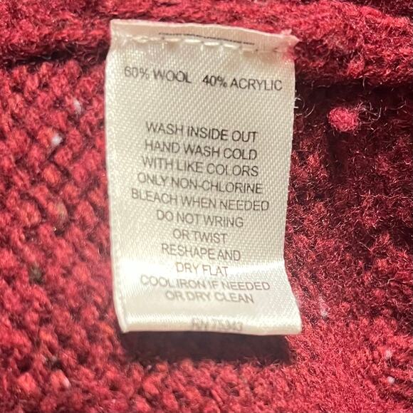 British Khaki Wool Shawl Collar Sweater Mens L Red Fisherman Preppy Academia - Picture 7 of 8